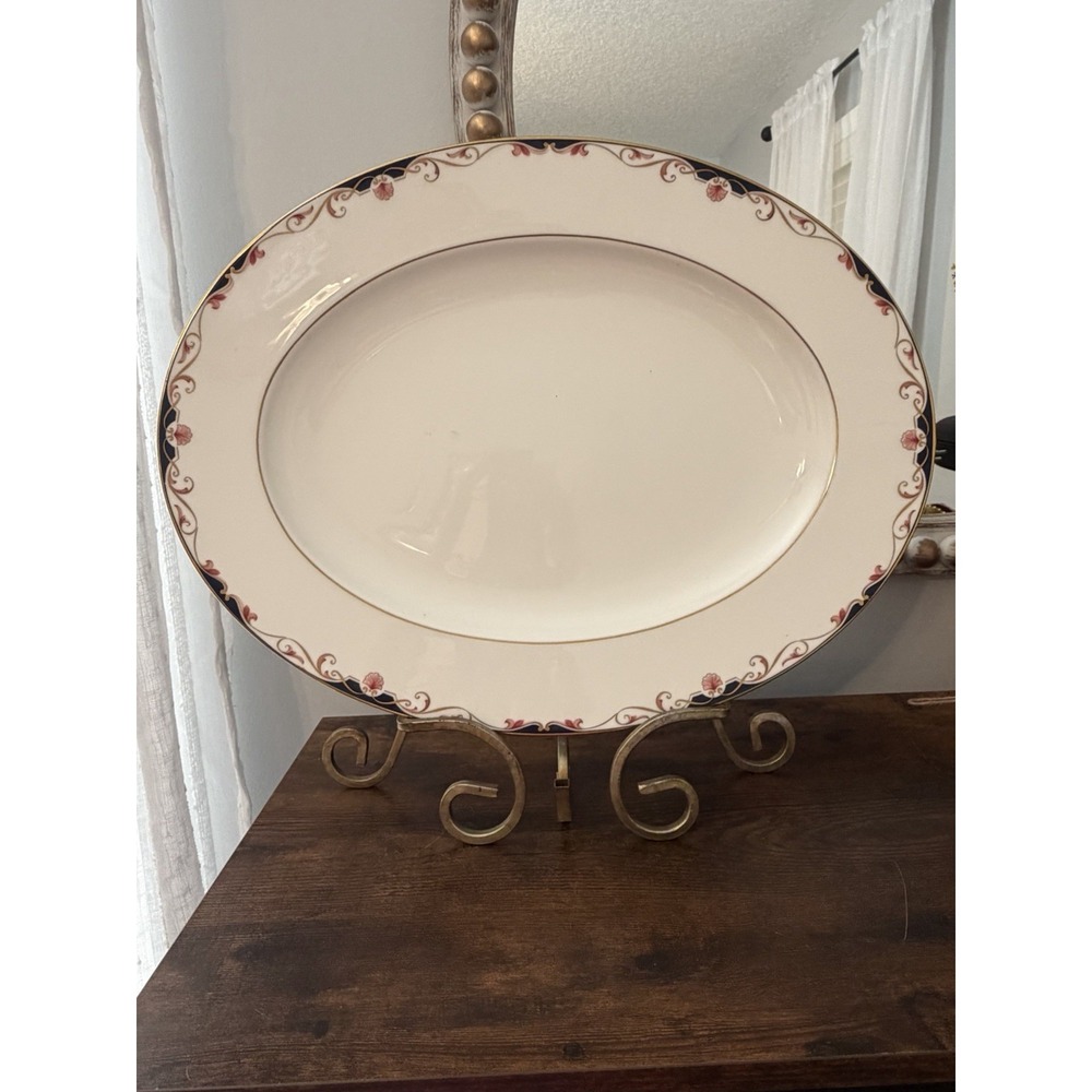 Lenox Georgian Shell 15" Oval Serving Platter Gold‎ Trim Made In USA No Stand